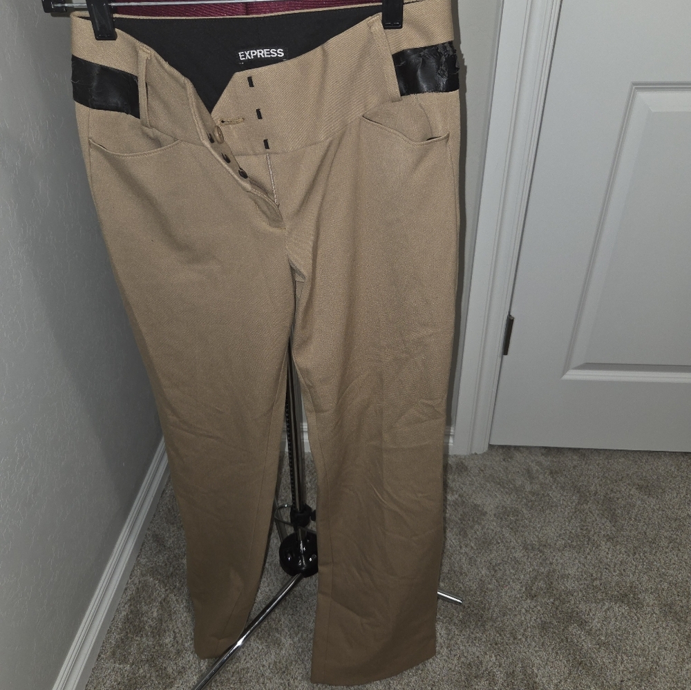 Express Khaki Pants with Black Details